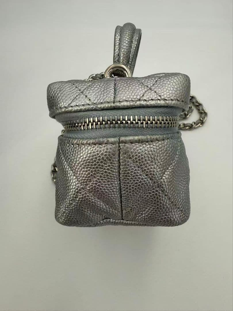 Chanel Caviar Leather Mini Flap Bag Silver — view 5