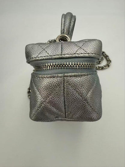 Chanel Caviar Leather Mini Flap Bag Silver — view 5