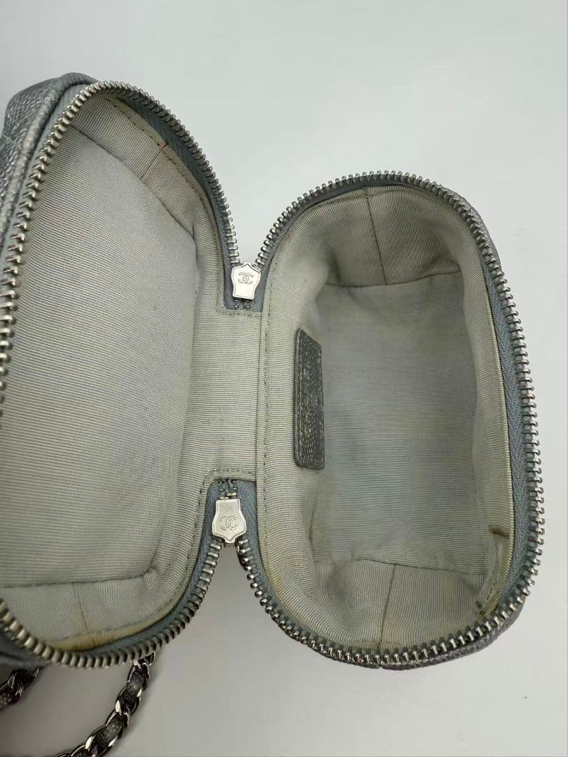 Chanel Caviar Leather Mini Flap Bag Silver — view 7