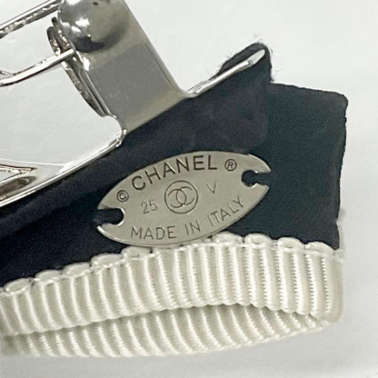 Chanel CC Logo Ribbon Barrette Hair Black Ivory