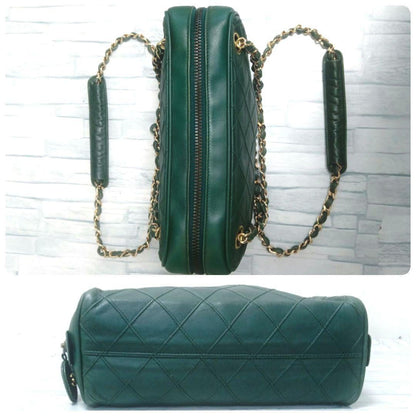 Chanel Chain Shoulder Quilted Lambskin Dark Green — view 4