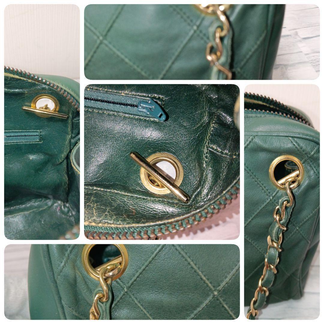 Chanel Chain Shoulder Quilted Lambskin Dark Green — view 8