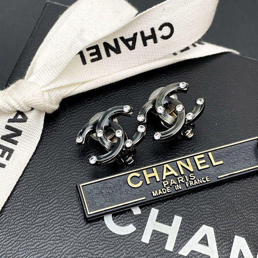 Chanel CC Logo Earrings 03A Rhinestone Icon