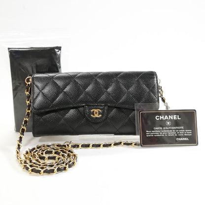 Chanel Class Caviar Leather Quilted Wallet Black