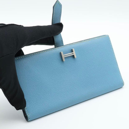 Hermes Bearn Classic Blue Gene Silver Wallet — view 2