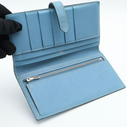 Hermes Bearn Classic Blue Gene Silver Wallet — view 3