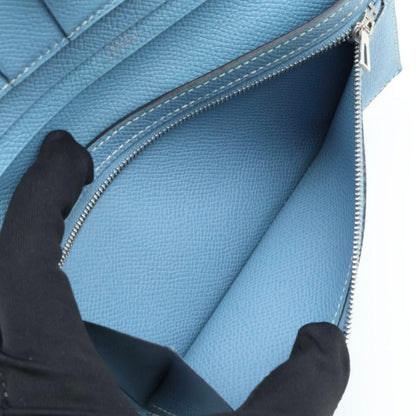 Hermes Bearn Classic Blue Gene Silver Wallet — view 5