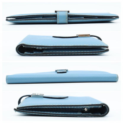 Hermes Bearn Classic Blue Gene Silver Wallet — view 9