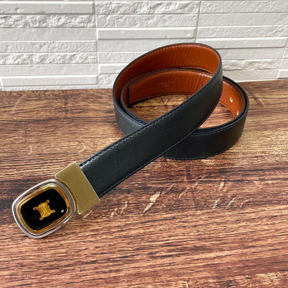 Celine Leather Triomphe Buckle Gold Belt — view 2