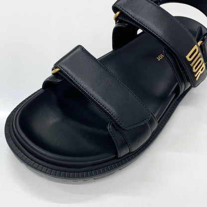 Unused Christian Dioract Leather Logo Sandals Black