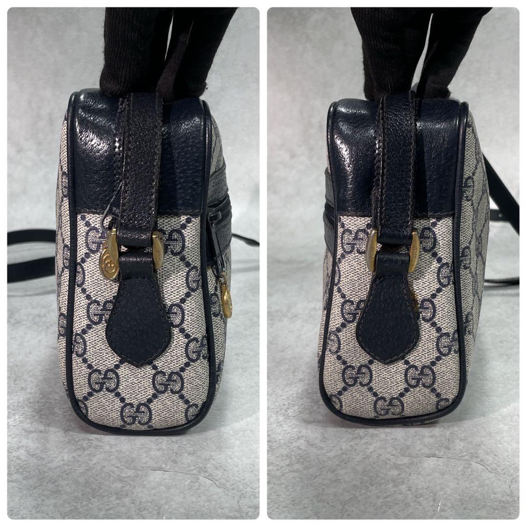Gucci GG Sherry Line Shoulder Bag Navy Logo Leather — view 7