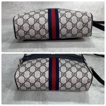 Gucci GG Sherry Line Shoulder Bag Navy Logo Leather — view 8