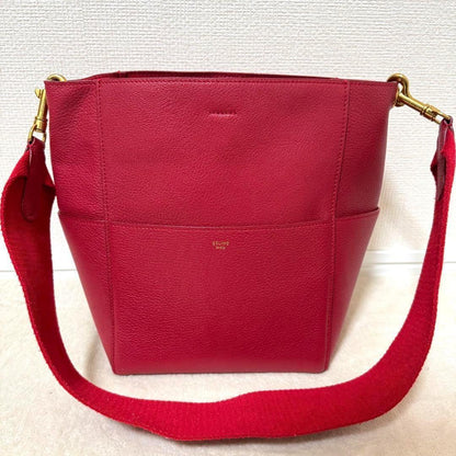 Celine Sangle Bucket Shoulder Leather Bordeaux