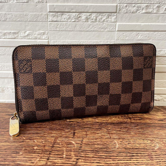 Louis Vuitton Damier Leather Zippy Wallet Brown