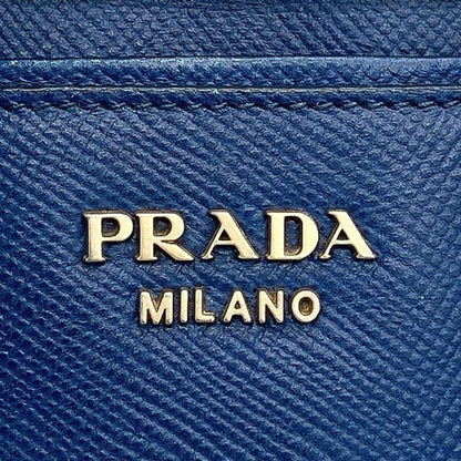 Prada Tote Bag Logo Hardware Saffiano Leather Blue