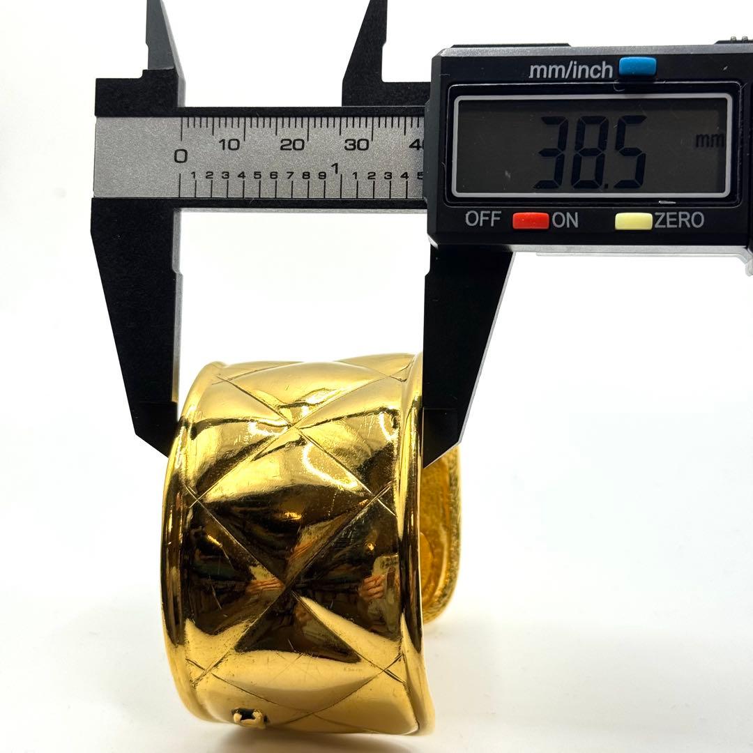 Chanel Bangle Gold Matelasse Coco Mark Vintage