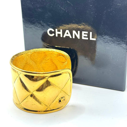 Chanel Bangle Gold Matelasse Coco Mark Vintage