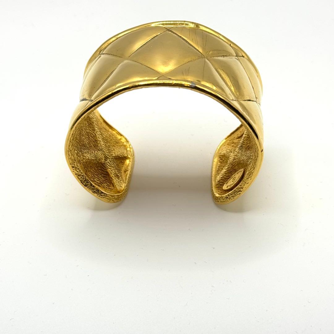Chanel Bangle Gold Matelasse Coco Mark Vintage