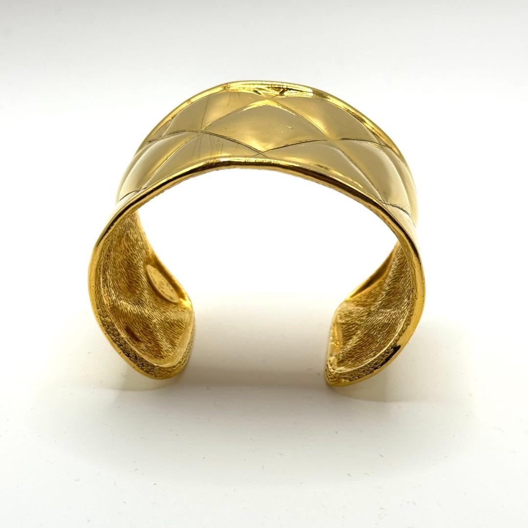 Chanel Bangle Gold Matelasse Coco Mark Vintage