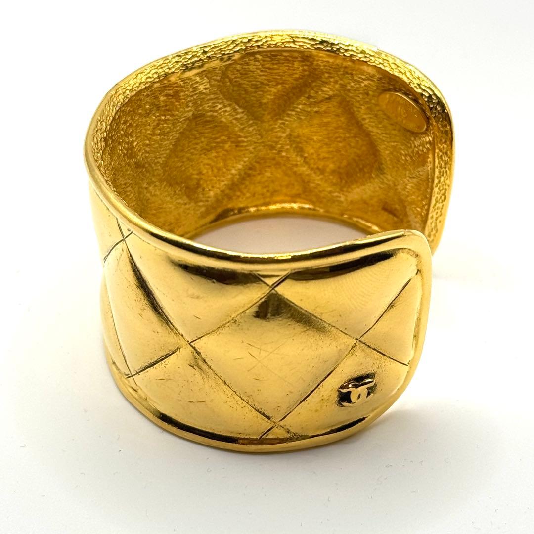 Chanel Bangle Gold Matelasse Coco Mark Vintage