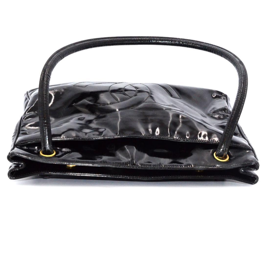 Chanel Tote Enamel CC Logo Black