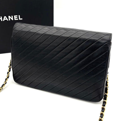 Chanel Bias Stitch Quilted Lambskin Shoulder Bag Black — view 2