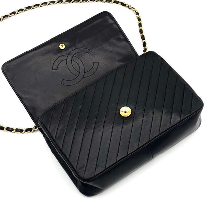 Chanel Bias Stitch Quilted Lambskin Shoulder Bag Black — view 3
