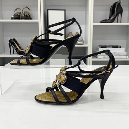 Chanel Leather Bijou Strap Sandals Black — view 2