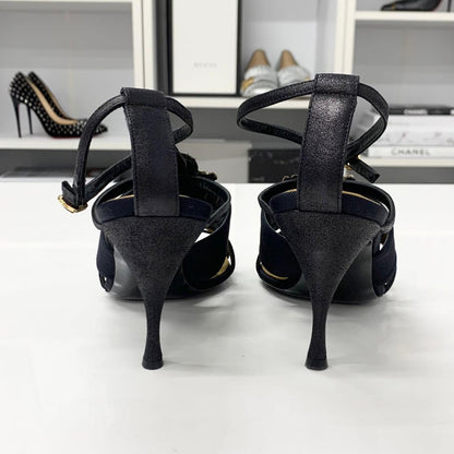 Chanel Leather Bijou Strap Sandals Black — view 6