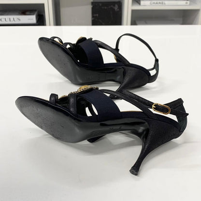 Chanel Leather Bijou Strap Sandals Black — view 7