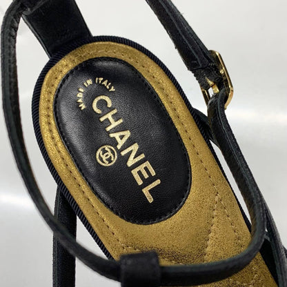 Chanel Leather Bijou Strap Sandals Black — view 8