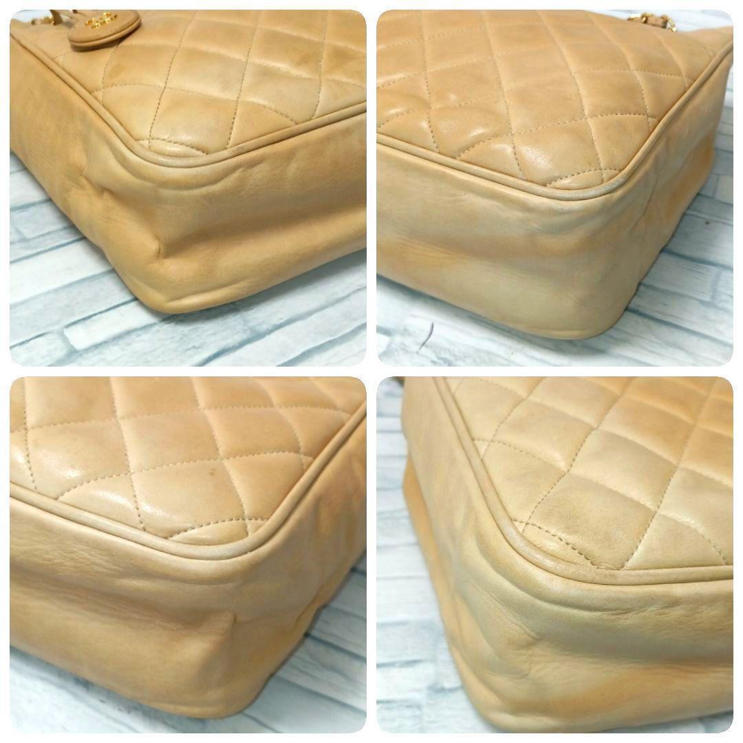 Chanel Quilted Chain Shoulder Lambskin Beige CC Logo — view 4
