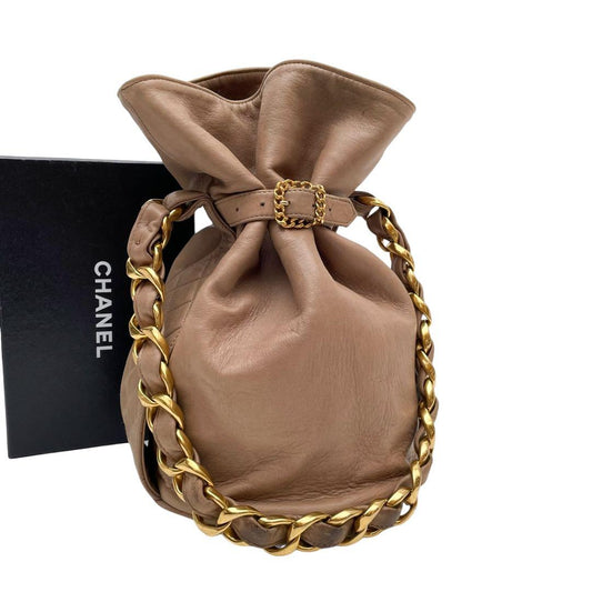 Chanel Lambskin Quilted Chain Shoulder Hand Bag