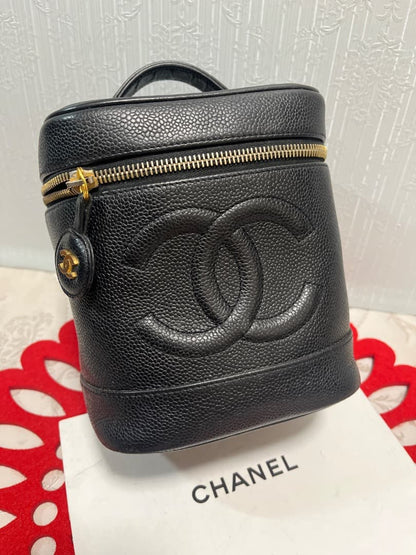 Chanel Vanity Caviar Leather Black Gold