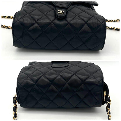Chanel Quilted Chain Shoulder Bag Lambskin Black CC Logo — view 7