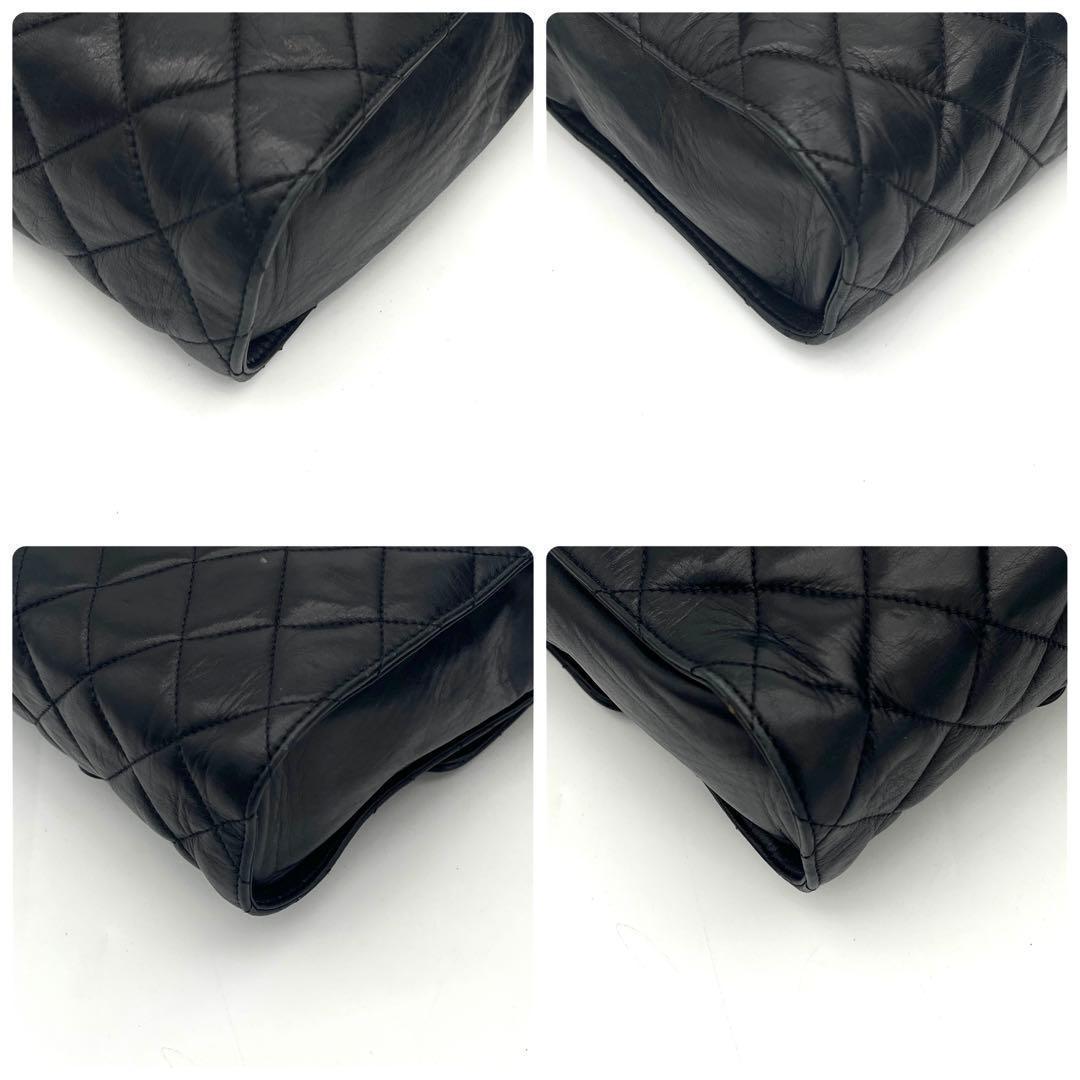 Chanel Quilted Chain Shoulder Bag Lambskin Black CC Logo — view 8