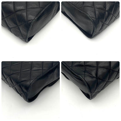 Chanel Quilted Chain Shoulder Bag Lambskin Black CC Logo — view 8