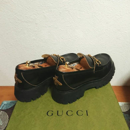 Gucci Horsebit Loafers Bee Embroidery Black 7 1 2