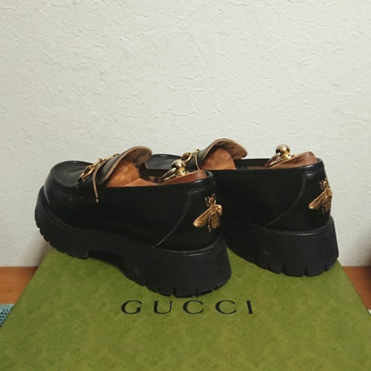 Gucci Horsebit Loafers Bee Embroidery Black 7 1 2