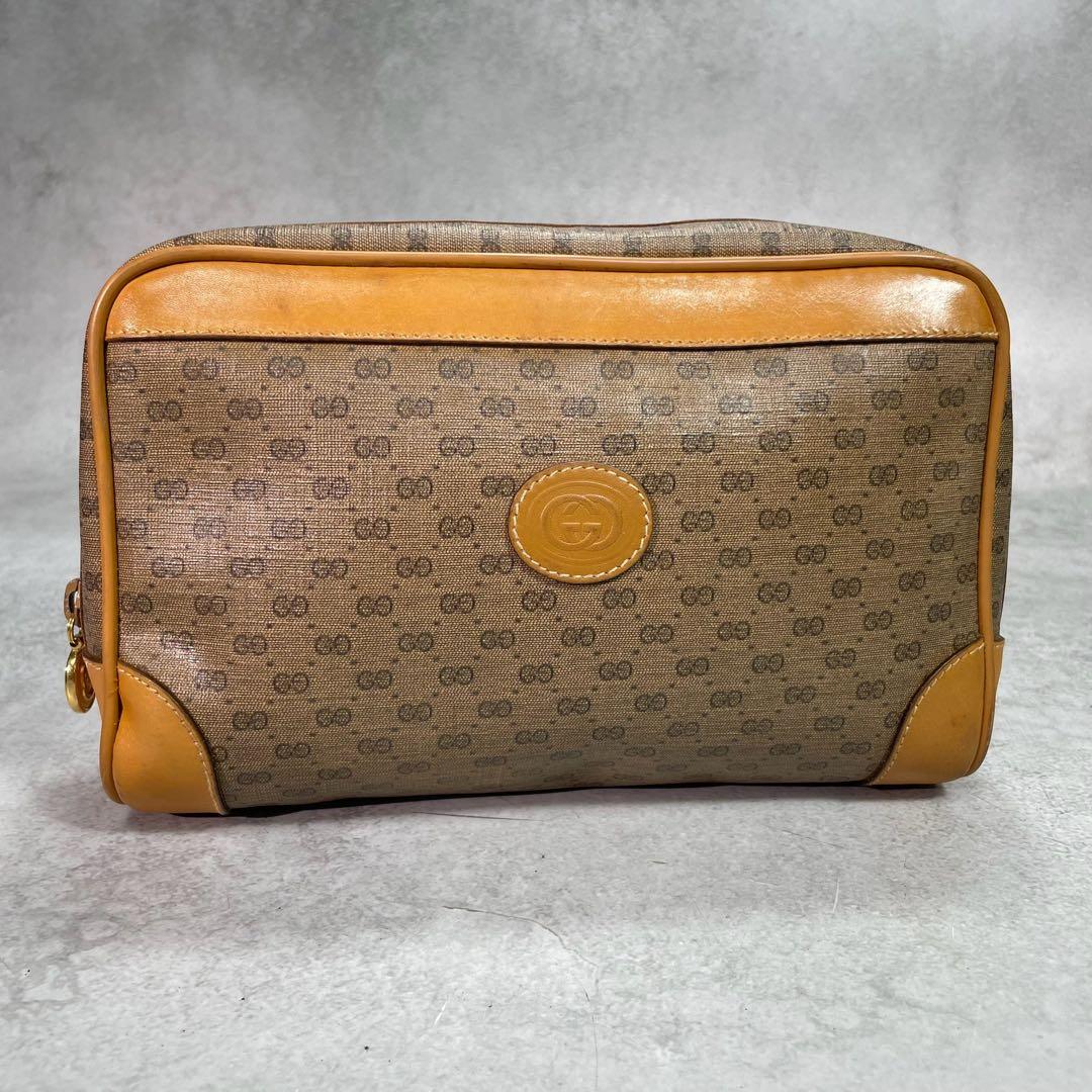 Gucci GG Clutch Brown Beige Logo Leather — view 2