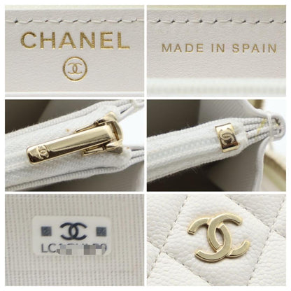 Chanel Quilted Zip Around Wallet Caviar Leather — view 7