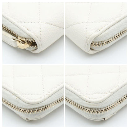 Chanel Quilted Zip Around Wallet Caviar Leather — view 8