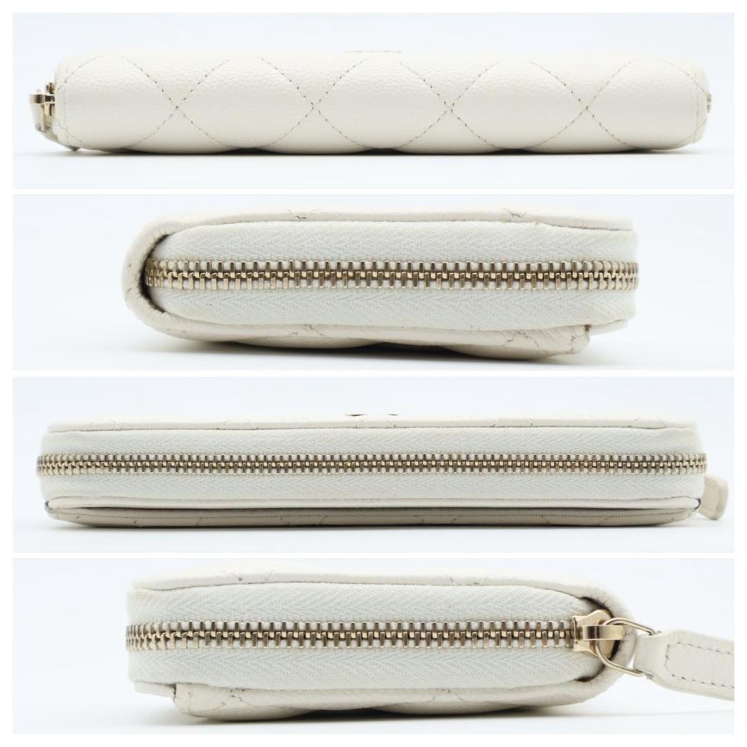 Chanel Quilted Zip Around Wallet Caviar Leather — view 9