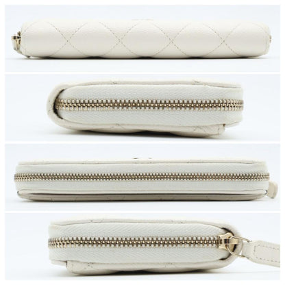 Chanel Quilted Zip Around Wallet Caviar Leather — view 9