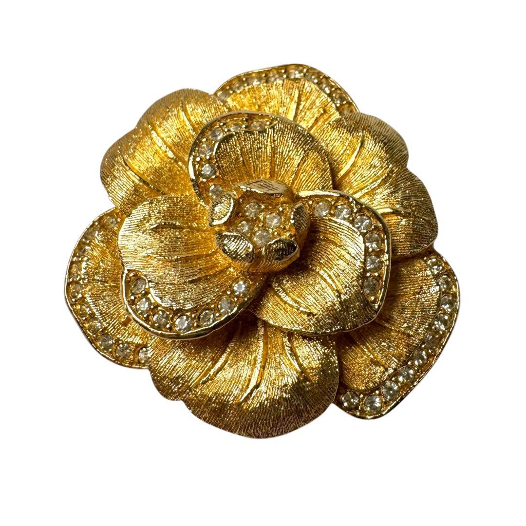 Dior Brooch Flower Camellia Rhinestone Vintage
