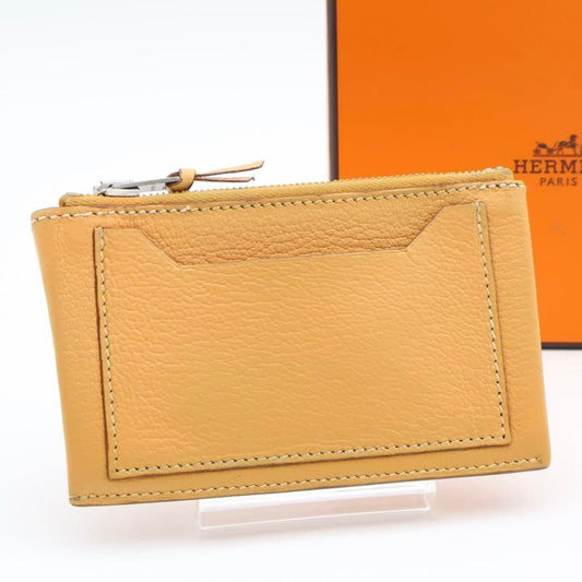Hermes Clarice Coin Case Chevre Purse Yellow
