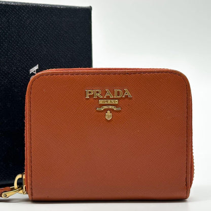 Prada Saffiano Coin Purse Orange Mini — view 2