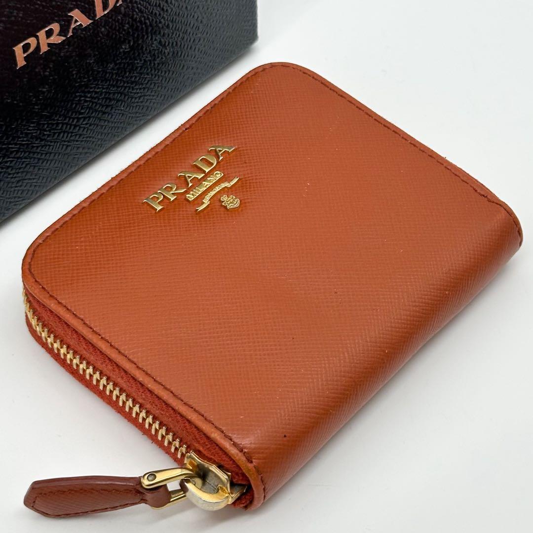 Prada Saffiano Coin Purse Orange Mini — view 4