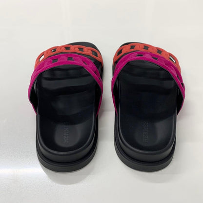 Hermes Extra Chaine D'ancre Suede Flat Sandals Pink — view 5