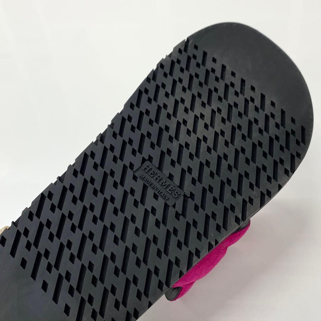 Hermes Extra Chaine D'ancre Suede Flat Sandals Pink — view 8